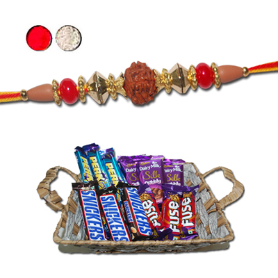 "Rakhi - FR- 8020 A (Single Rakhi), Choco Thali - code RC04 - Click here to View more details about this Product